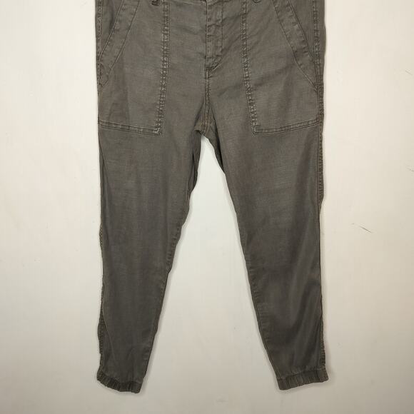 Level 99 Linen Blend Jogger Pants Green Tapered Ankle - Picture 4 of 10